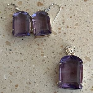 Amethyst earrings and pendant